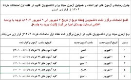 اطلاعیه زمانبندی جدید برای آزمون های اجرا نشده و دانشجویان غایب شهریور 1404